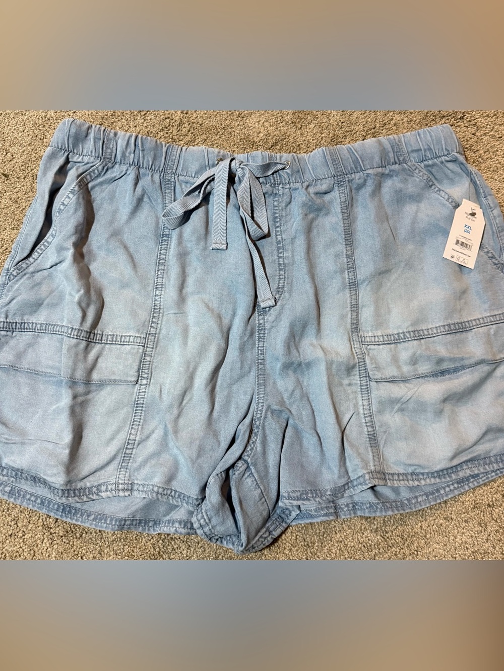 Light Blue Drawstring Linen Shorts- XXL